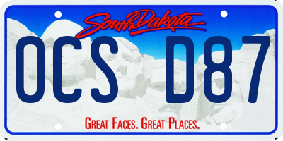 SD license plate 0CSD87