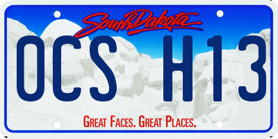 SD license plate 0CSH13