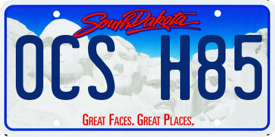 SD license plate 0CSH85