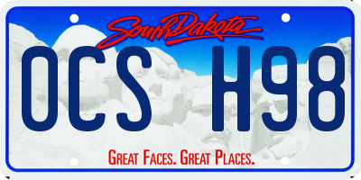 SD license plate 0CSH98