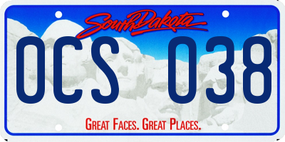 SD license plate 0CSO38