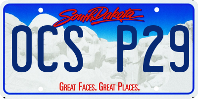 SD license plate 0CSP29