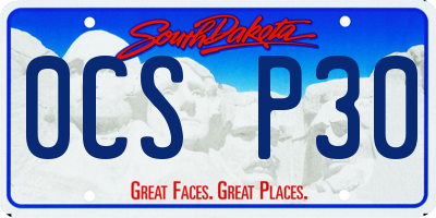 SD license plate 0CSP30