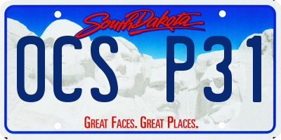 SD license plate 0CSP31
