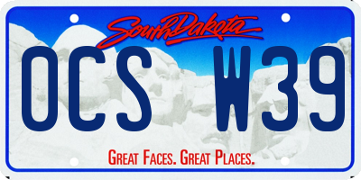 SD license plate 0CSW39
