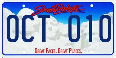 SD license plate 0CTO10