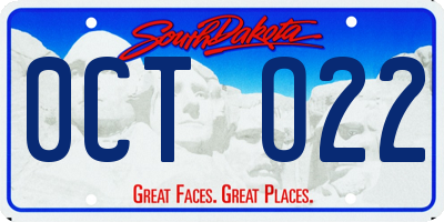 SD license plate 0CTO22