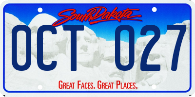 SD license plate 0CTO27
