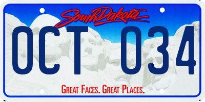 SD license plate 0CTO34