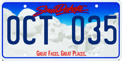 SD license plate 0CTO35