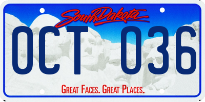 SD license plate 0CTO36