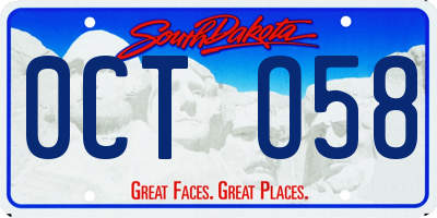 SD license plate 0CTO58