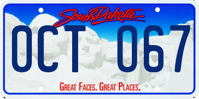 SD license plate 0CTO67