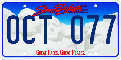 SD license plate 0CTO77