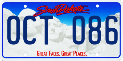 SD license plate 0CTO86