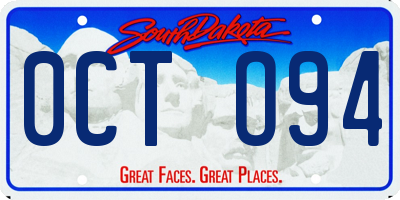SD license plate 0CTO94