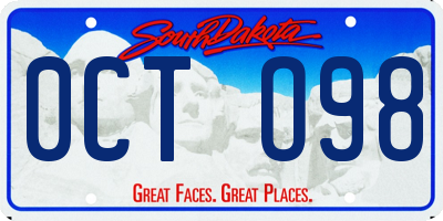 SD license plate 0CTO98