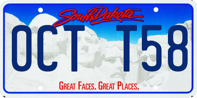 SD license plate 0CTT58