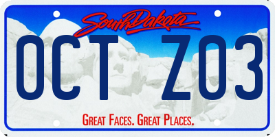 SD license plate 0CTZ03