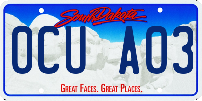 SD license plate 0CUA03