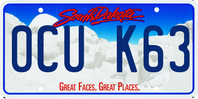 SD license plate 0CUK63