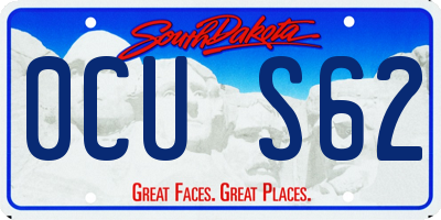 SD license plate 0CUS62