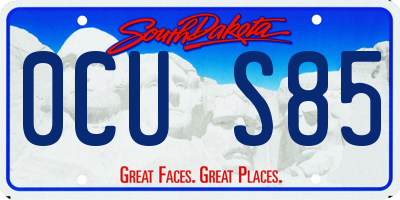 SD license plate 0CUS85
