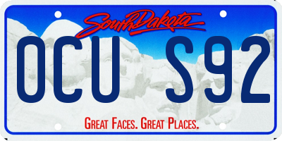 SD license plate 0CUS92