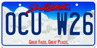 SD license plate 0CUW26