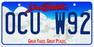 SD license plate 0CUW92