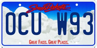 SD license plate 0CUW93