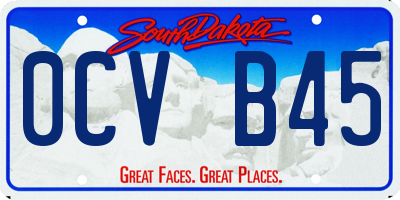 SD license plate 0CVB45