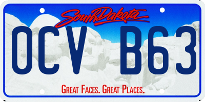 SD license plate 0CVB63