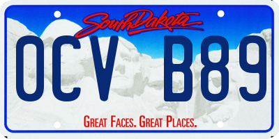 SD license plate 0CVB89