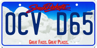 SD license plate 0CVD65