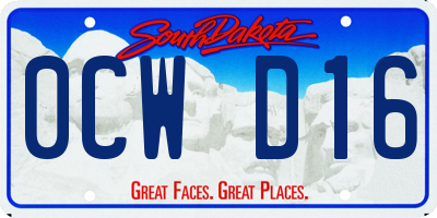 SD license plate 0CWD16