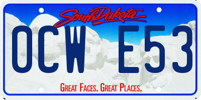 SD license plate 0CWE53