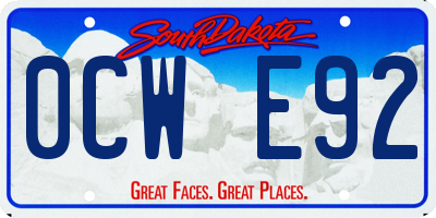 SD license plate 0CWE92