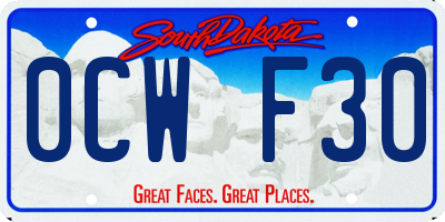SD license plate 0CWF30