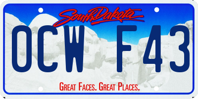 SD license plate 0CWF43