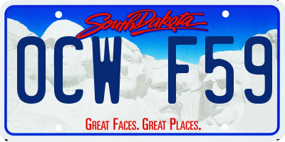 SD license plate 0CWF59