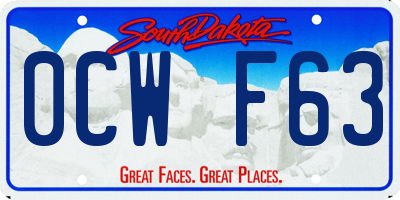 SD license plate 0CWF63