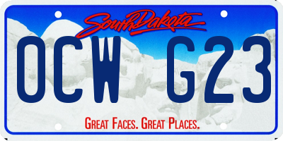 SD license plate 0CWG23