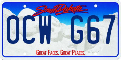 SD license plate 0CWG67