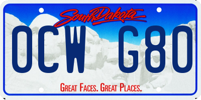 SD license plate 0CWG80