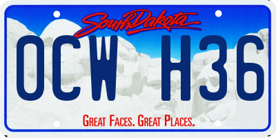 SD license plate 0CWH36
