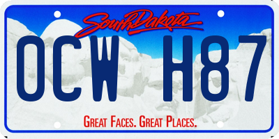 SD license plate 0CWH87