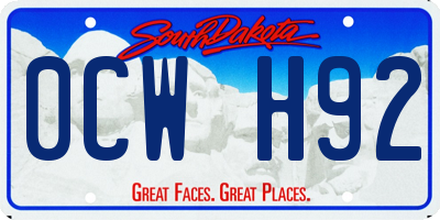 SD license plate 0CWH92