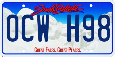 SD license plate 0CWH98