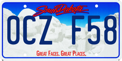 SD license plate 0CZF58